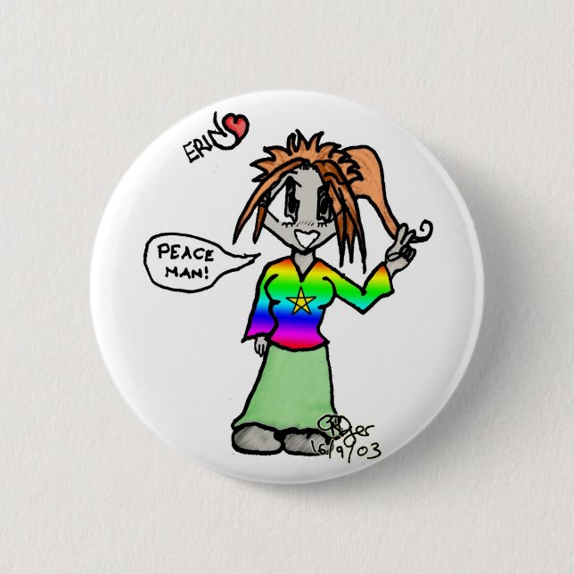 Erin die Hippie Button (Vorderseite)