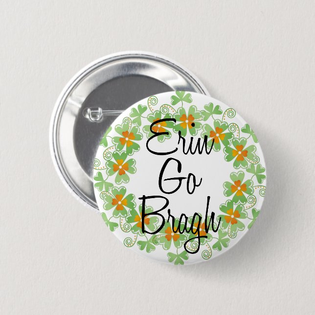 Erin gehen Bragh Kleeblatt-Knöpfe Button (Vorne & Hinten)