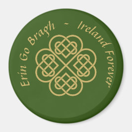 Erin Go Bragh Gold Celtic Kleeblatt Magnet