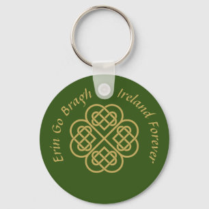 Erin Go Bragh Gold Celtic Kleeblatt Schlüsselanhänger