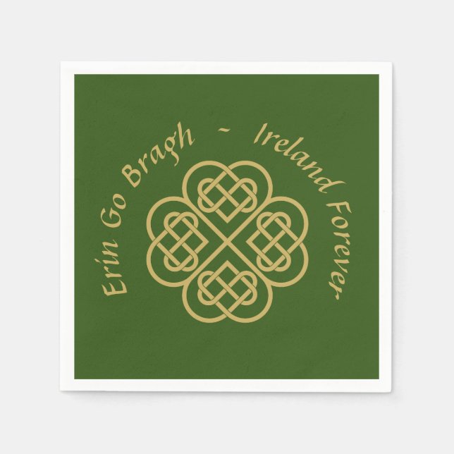 Erin Go Bragh Gold Celtic Kleeblatt Serviette (Vorderseite)