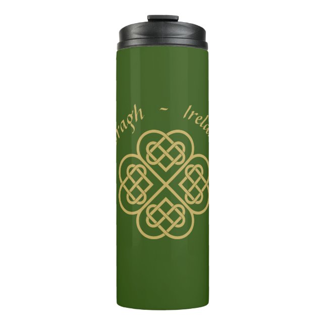 Erin Go Bragh Gold Celtic Kleeblatt Thermosbecher (Vorderseite)