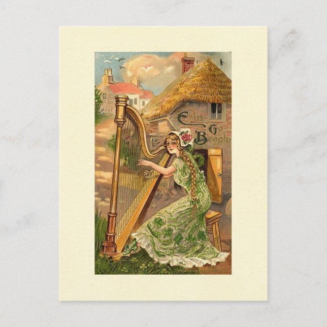 Erin Go Bragh Harp Frau Postkarte (Vorderseite)