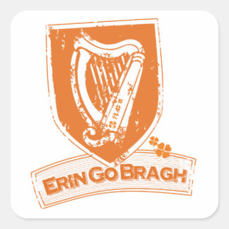 Erin Go Bragh (Harp Orange) Quadratischer Aufkleber