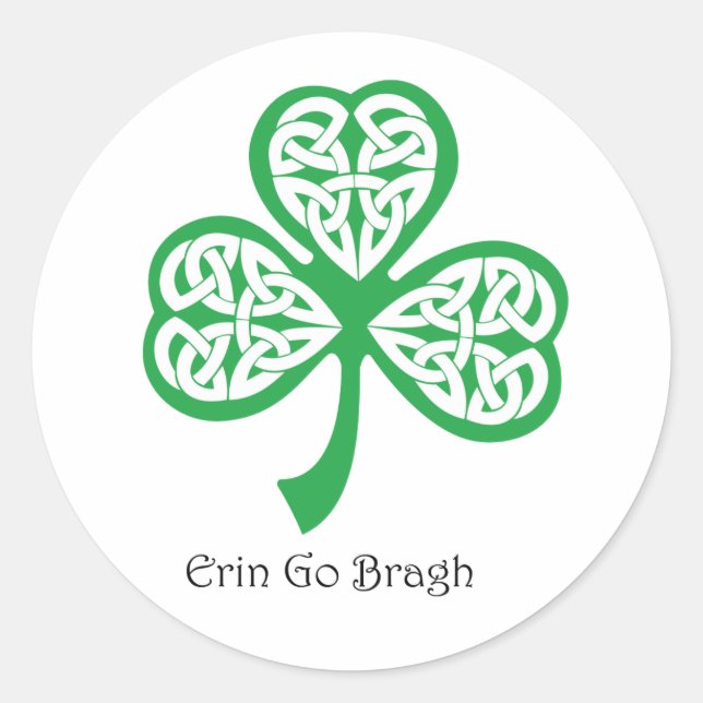 Erin Go Bragh Kleeblatt mit keltischer Knüpfarbeit Runder Aufkleber (Vorderseite)