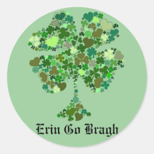 Erin Go Bragh Vier-Blatt-Kleeblatt-Aufkleber Runder Aufkleber