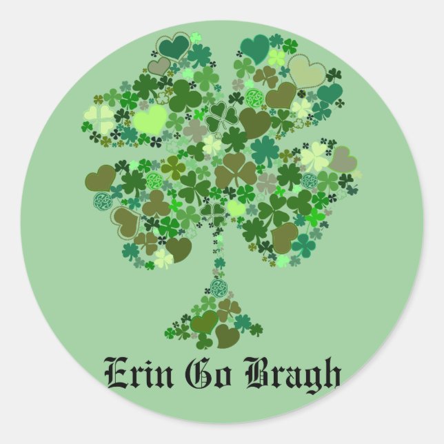 Erin Go Bragh Vierblättriges Kleeblatt Sticker (Vorderseite)