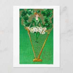 Erin Go Bragh Woman auf Harp Scene Postkarte