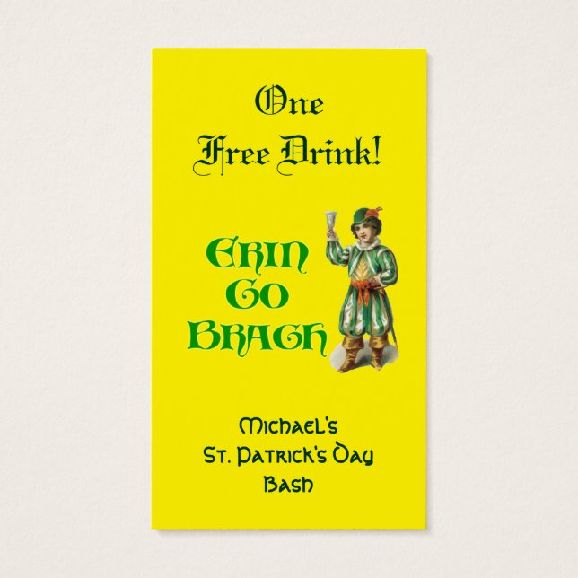 Erin Go Braugh Custom Free Drink Ticket (Rückseite)