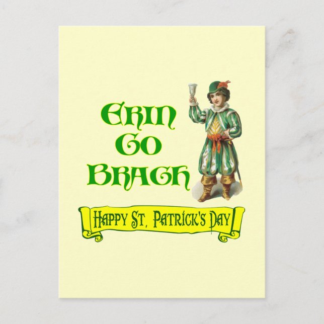 Erin Go Braugh Happy St. Patrick's Day Sprichwort Postkarte (Vorderseite)