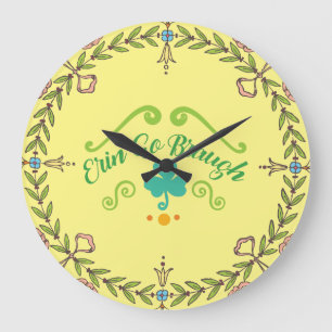 Erin Go Braugh Irish Folk Art Wreath Große Wanduhr