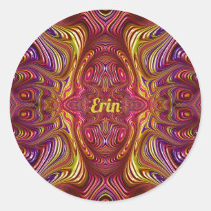 ERIN ~ mehrfarbiges Fraktal Design ~ Runder Aufkleber
