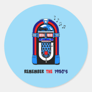 Erinnere dich an die 1950er, Musikbox, Runder Aufkleber