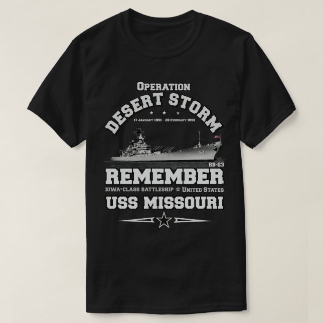 Erinnern an den Missouri BB63 Operation Desert Sto T-Shirt (Design vorne)