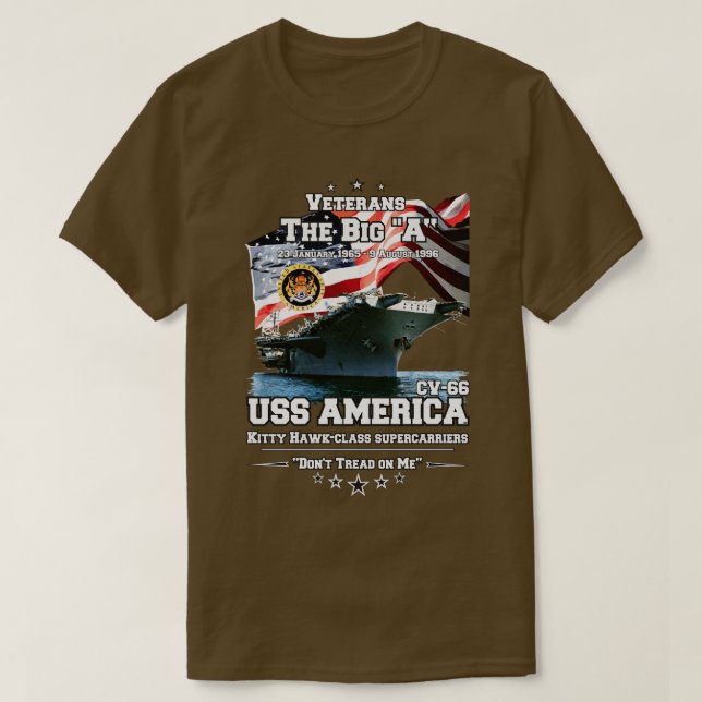 ERINNERN AN DIE USS America CVACV66 Veteranen T-Shirt (Design vorne)