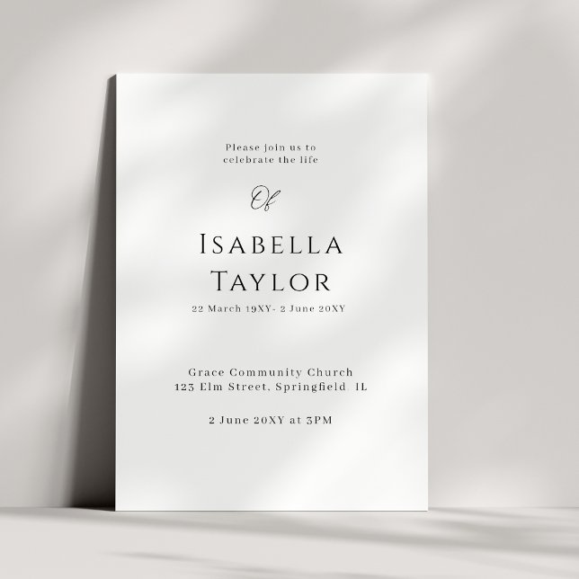 Erinnern an Elegance: Eine Feier des Lebens Einladung (Von Creator hochgeladen)