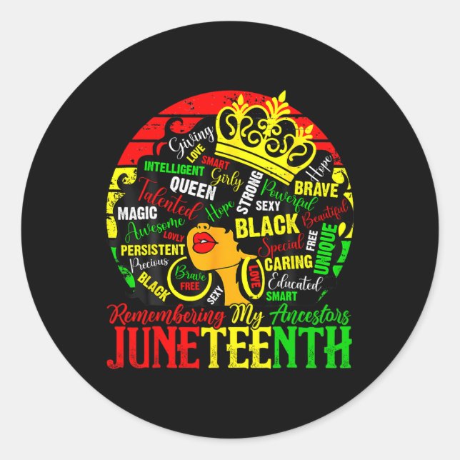 Erinnern an Juneteenth Celebrate Blac Runder Aufkleber (Vorderseite)