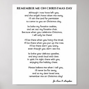 ERINNERN SIE MICH AN DAS Gedicht "CHRISTMAS DAY" Poster