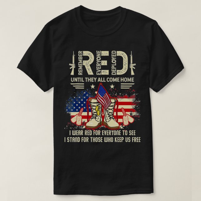 Erinnern Sie sich an alle Veteran Deployed RED Fre T-Shirt (Design vorne)