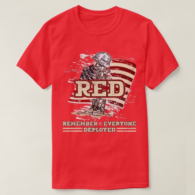 Erinnern Sie sich an alle Veteranen eingesetzt RED T-Shirt (Design vorne)