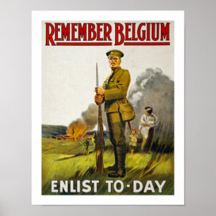 Erinnern Sie sich an Belgien (weiß) Poster
