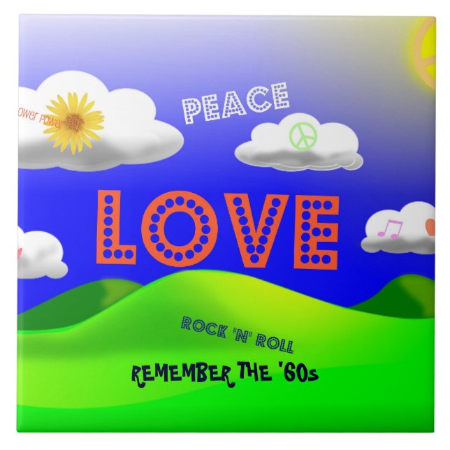 Erinnern Sie sich an die 1960er Jahre, buntes Desi Fliese (Vorderseite)