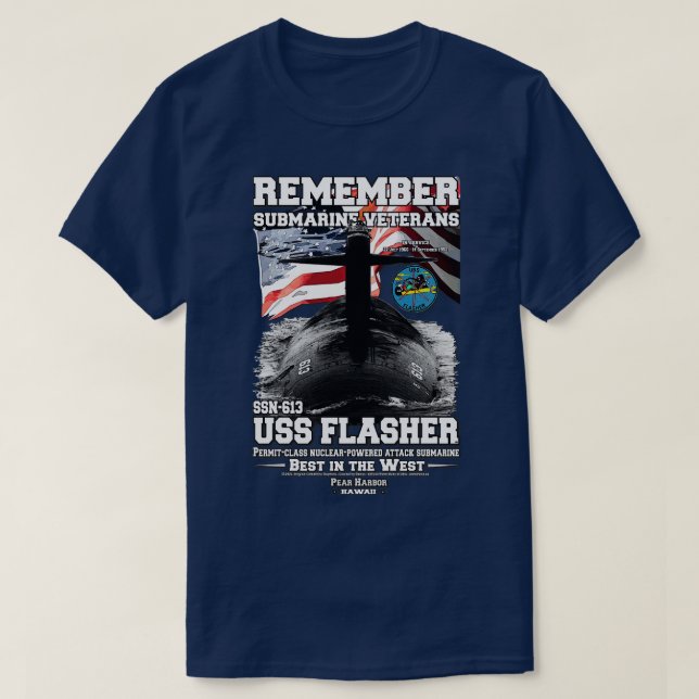 Erinnern Sie sich an die USS Flasher SSN613 U-Boot T-Shirt (Design vorne)