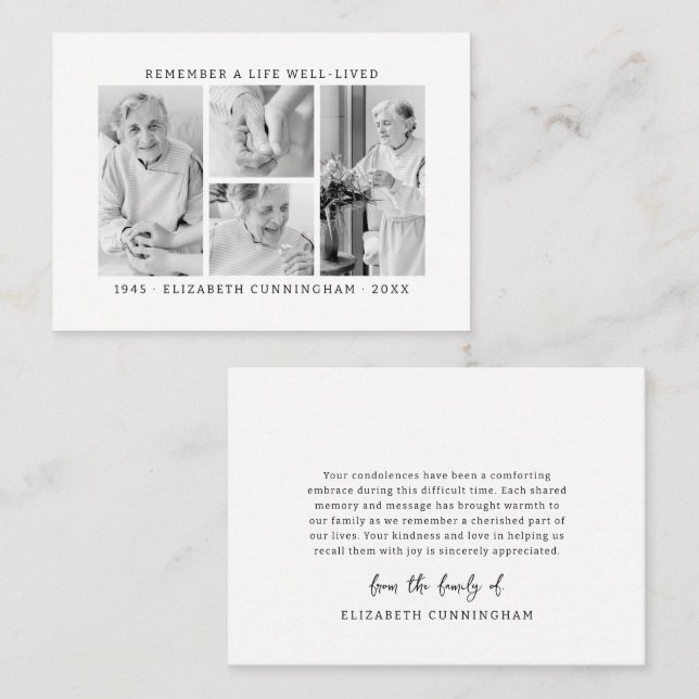 Erinnern Sie sich an ein Leben Modernes, einfaches Visitenkarte (Vorne/Hinten)