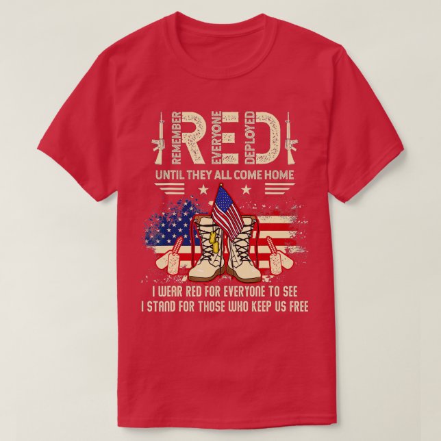 Erinnern Sie sich an jeden Veteran Deployed RED Fr T-Shirt (Design vorne)