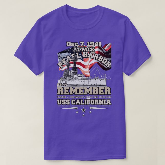 ERINNERN SIE SICH AN PEARL HARBOR B44 USS CALIFORN T-Shirt (Design vorne)