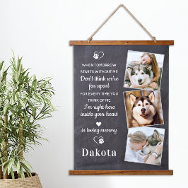Erinnerung 3 Foto Pet Loss Gabe Hund Memorial Wandteppich Mit Holzrahmen