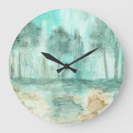 Erinnerung, Abstrakte Kunstlandschaft Bäume malen Runde Wanduhr