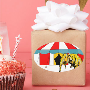 Erinnerung an Circus Elefanten Ovaler Aufkleber