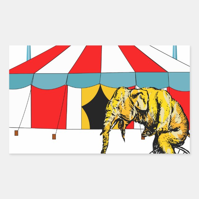 Erinnerung an Circus Elefanten Rechteckiger Aufkleber (Vorderseite)