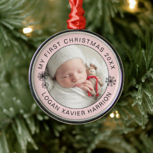 Erinnerung an das erste Weihnachten des Babys Foto Ornament Aus Metall