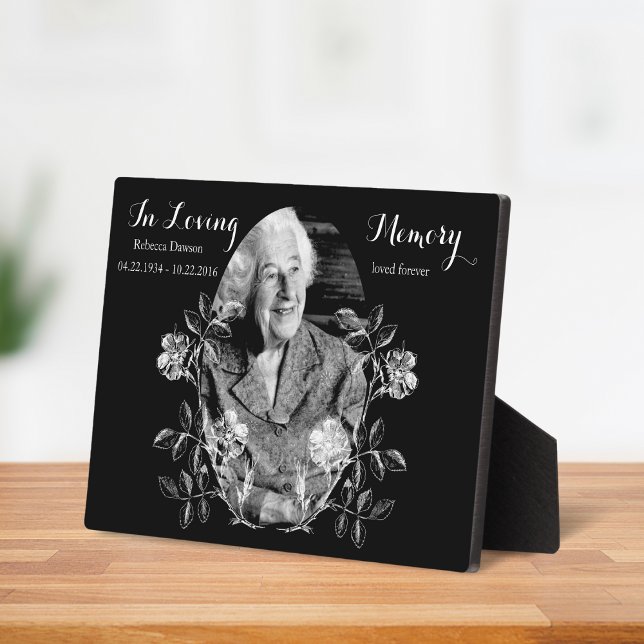 Erinnerung an das Foto Vintage Blume Fotoplatte (In Loving Memory Photo Plaque)