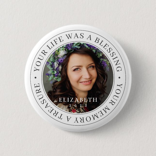 Erinnerung an dein Leben als Segen Modernes Foto Button (Vorderseite)