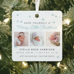 Erinnerung an die Geburtsanzeige Little Christmas Ornament Aus Metall