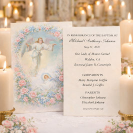 Erinnerung an die Taufe mit floralen Engeln Visitenkarte