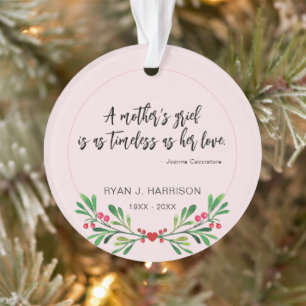Erinnerung an die Trauer der Mutter, grüne Fotogra Ornament