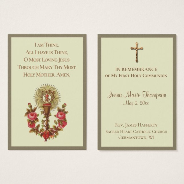 Erinnerung an Heilige Karte Chalice Erste Heilige  (Vorne & Hinten)