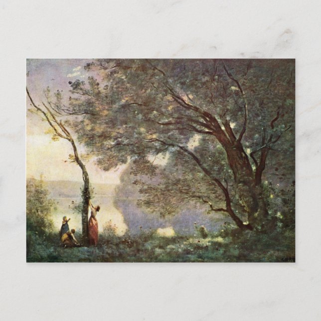 Erinnerung an Mortefontaine von Corot Jean-Baptist Postkarte (Vorderseite)