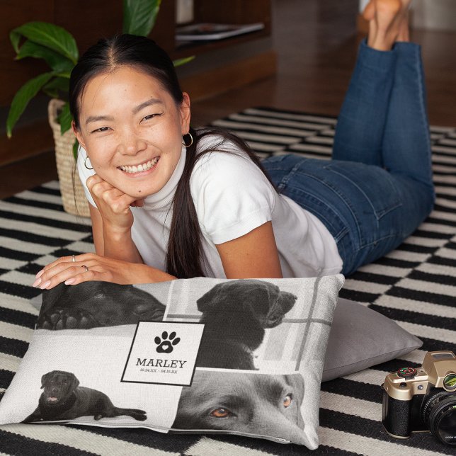 Erinnerung an zeitgenössische Fotocollage | Hund Dekokissen (Von Creator hochgeladen)