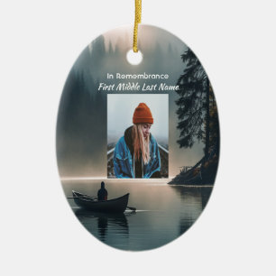 Erinnerung Andenken Wildnis See Kanu Keramik Ornament