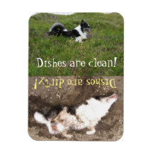 Erinnerung des Geschirrspülers, sauber und schmutz