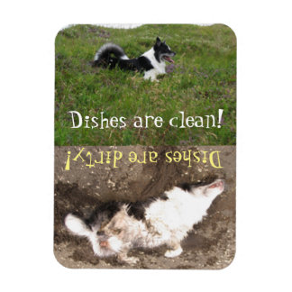 Erinnerung des Geschirrspülers, sauber und schmutz Magnet