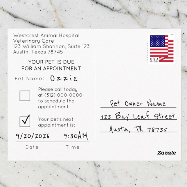 Erinnerung für tierärztliche Benennung Postkarte (Von Creator hochgeladen)