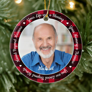 Erinnerung: Kariertes 2-Foto-Gedächtnis beibehalte Keramik Ornament