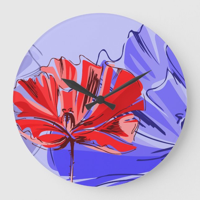 Erinnerung Poppy Große Wanduhr (Vorderseite)