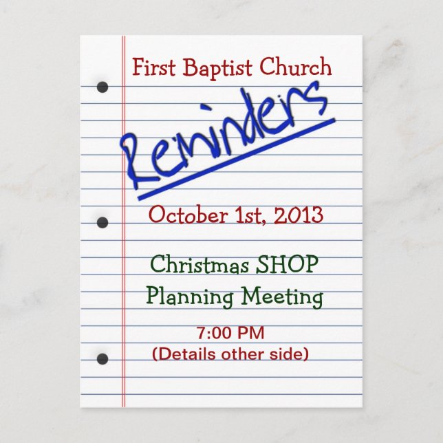 ERINNERUNG POSTCARD - NOTEPAPIER - MEHRERE ZWECKE FEIERTAGSPOSTKARTE (Vorderseite)